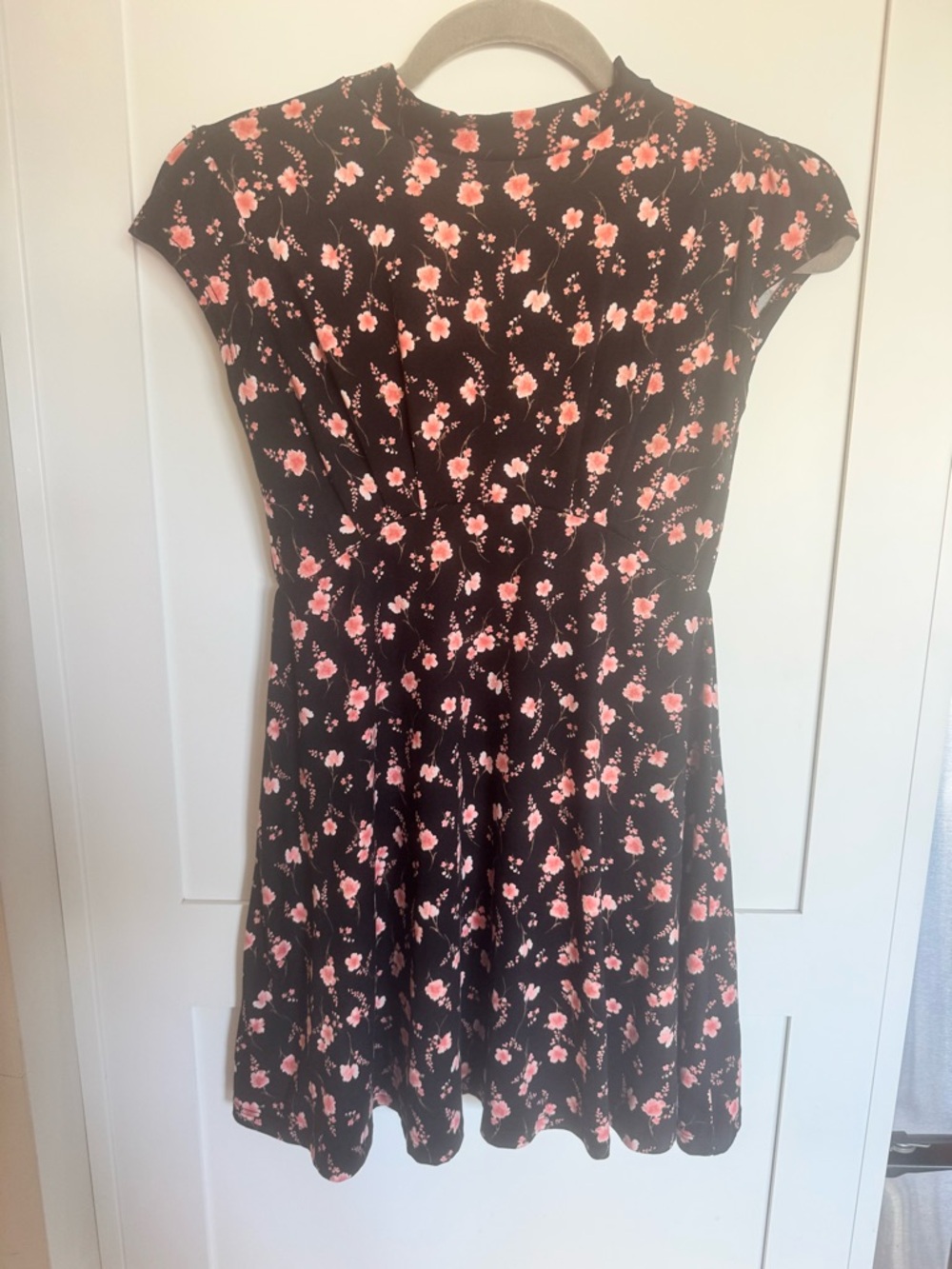 miami Black Dress with Pink Floral Print
